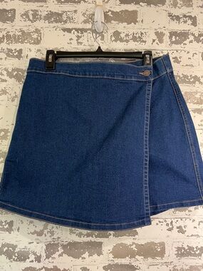 crown & ivy Indigo Denim Wrap-Style Mini Skirt